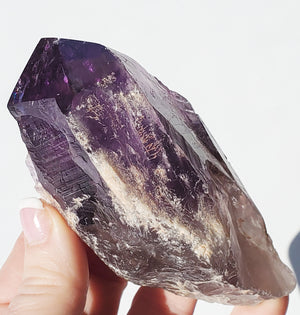 Rough Natural Amethyst Point with rainbow inclusions 11 oz