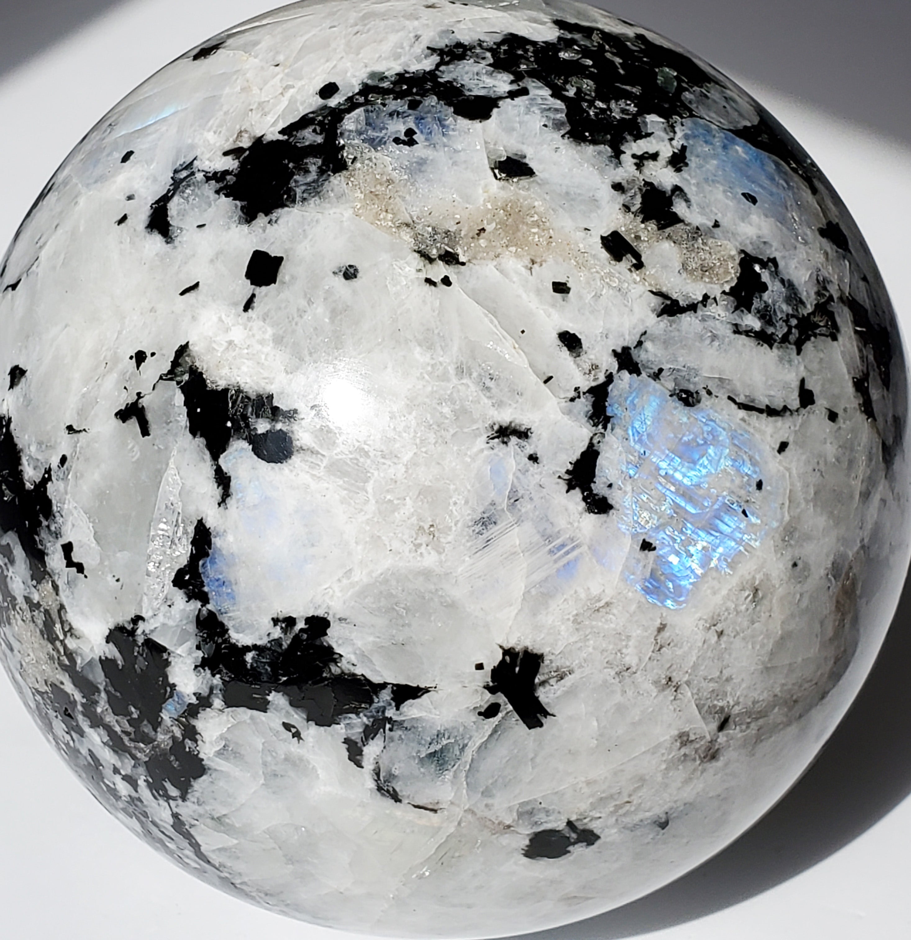 Moonstone Sphere Extra Large with rainbow inclusions