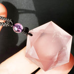 Rose Quartz Pendant adorned with amethyst bead- adjustable