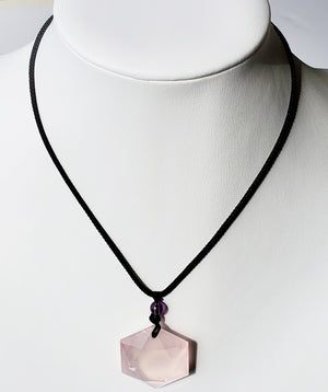 Rose Quartz Pendant adorned with amethyst bead- adjustable
