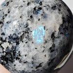 Moonstone Sphere, peach flashes & rainbow inclusions