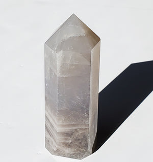 Blue Rose Quartz Point Tower with rainbow inclusions
