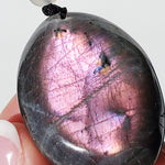 Purple Labradorite with moonstone bead Pendant - Necklace adjustable