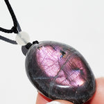 Purple Labradorite with moonstone bead Pendant - Necklace adjustable