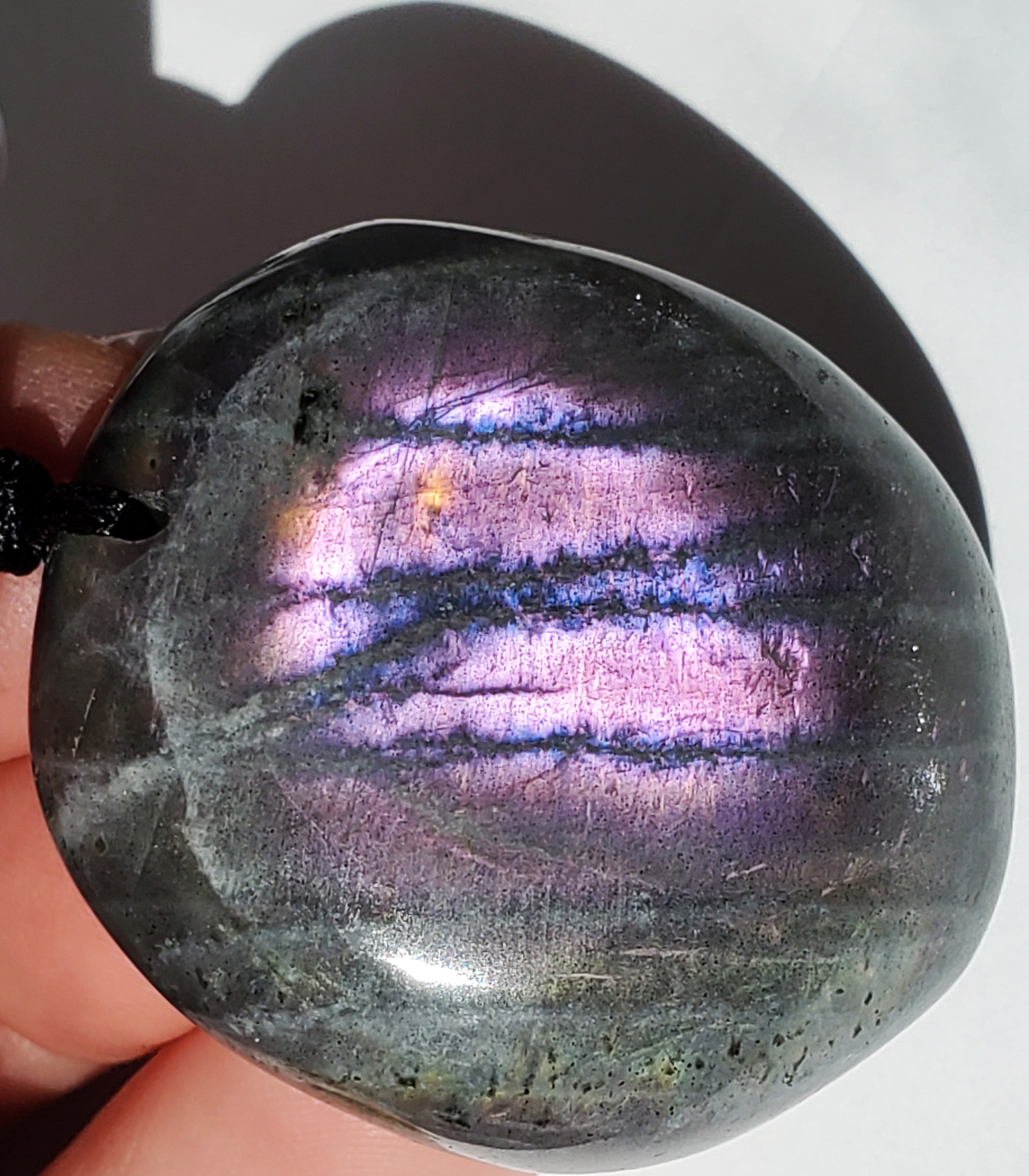 Purple Labradorite Necklace with moonstone bead - adjustable