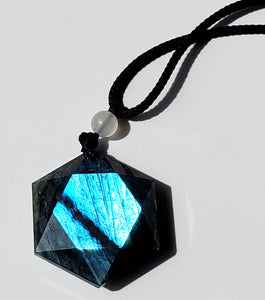 Blue Flashy Labradorite Necklace with moonstone bead - adjustable