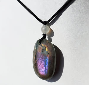 Purple Labradorite necklace with moonstone bead