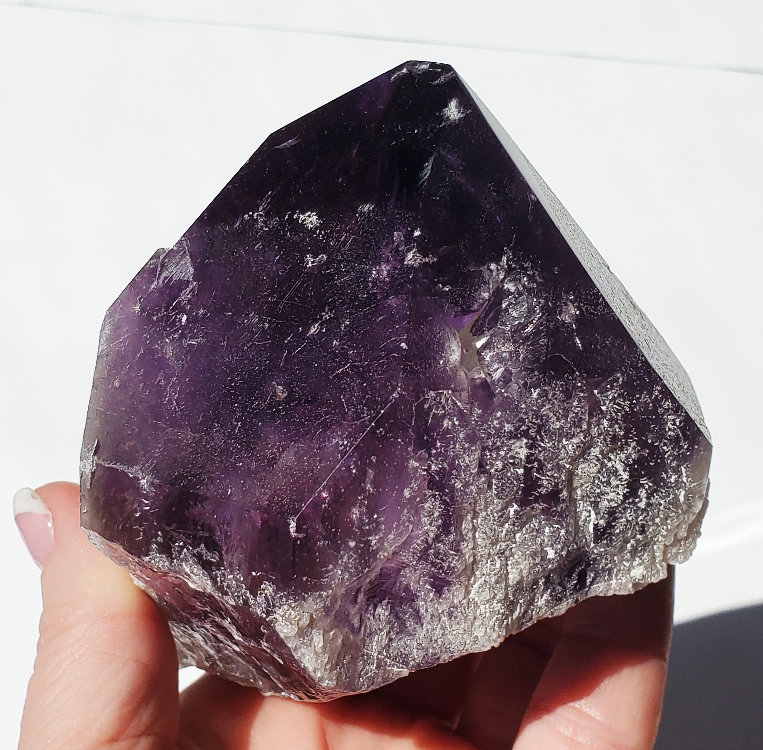 Raw Natural Amethyst with rainbow inclusion